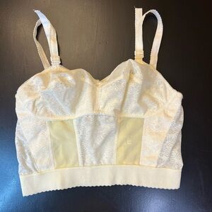 Vintage Faynor Bra Norvell 70s? Cream Lace Corset Bra 38DD Boudoir Lingerie